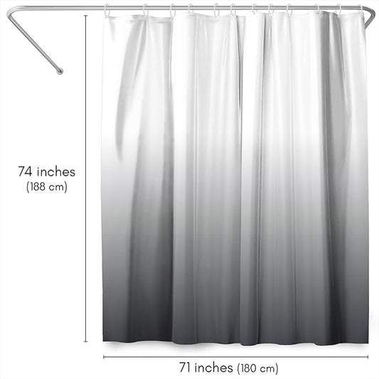 Americanflat 71x74 Grey Ombre Shower Curtain - Water-Resistant Long Shower Curtain with Durable Grommets and 12 Hooks - 100% Polyester