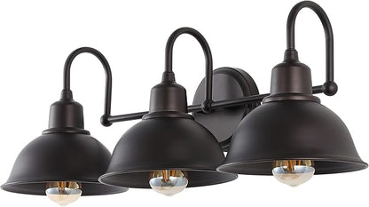 JONATHAN Y 27" Oil Rubbed Bronze Farmhouse Industrial 1-Light LED Vanity Wall Sconce for Bathroom Mirror Kitchen, Metal Shade, Dimmable Vintage Lighting, LED Bulb Included (JYL7483B)