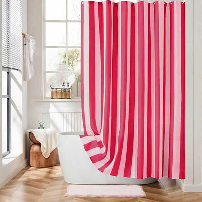 Ohocut Vertical Striped Shower Curtain, Cute Retro Vintage Stripe Farmhouse Bathroom Shower Curtain, Waterproof Polyester Fabric Modern Shower Curtain for Bathroom 72x72 Inches (Double Pink)