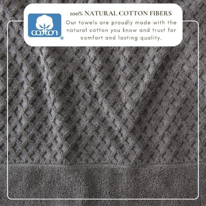 Great Bay Home Bath Towels - 100% Cotton 6 Piece Bath Sheet Set - Diamond Waffle Weave - Absorbent, Durable, Quick-Dry Towels for Bathroom (Dark Grey)