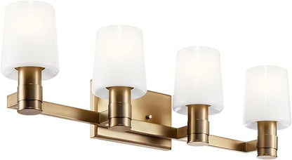 Kichler Adani 4-Light Vanity, Modern Light with Opal Glass in Champagne Bronze, Bathroom (8.25" x 30"), 55177CPZ