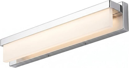 URSOLA LED Bathroom Vanity Light Fixture Over Mirror 24.4 inch Modern Rectangle Finishing Bath Vanity Lighting Bar 4000K Daylight Wall Sconce (Chrome)