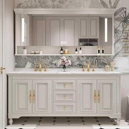 American Minimalist Bathroom Vanity with Sink Mirror 36-92IN, Premium Solid Wood Vanity with LED Lighting& Defogging