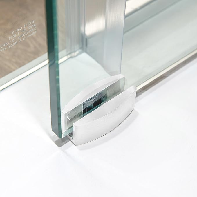 Woodbridge Frameless Single Sliding Shower Doors in Polished Chrome Finish, 45.5-48" Width x 76" Height with 3/8"(10mm) Clear Tempered Glass, Soft Close System and Explosion-Proof Film, BSDC4876-C
