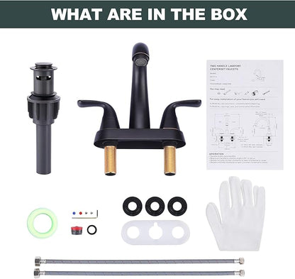 Bathroom Sink Faucet Oil Rubbed Bronze: ALEASHA 4 Inch Centerset Bathroom Faucet, 2-Handle Vanity Sink Faucet with Pop-Up Drain Stopper, RV Lavatory Faucets for Washroom Sink
