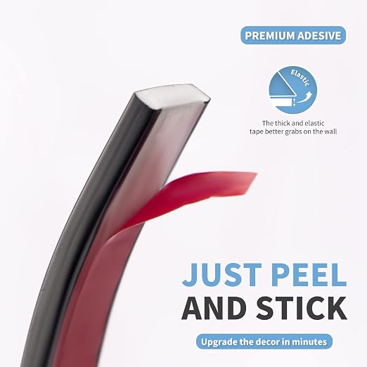 Art3d 30 ft Peel and Stick Flexible Molding Trim for Wall Tile Edge, Black | Durable, Waterproof, Oil-Proof, Superior Adhesive, Useful, Easy to Clean, Ideal for Mirror Edges, Accent Walls, Backsplashes