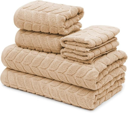 BAGNO MILANO Turkish Cotton Bath Towels, Hand Towels - Soft Plush Jacquard Collection Luxury Towels Set (Latte, Hand Towel Set of 4)