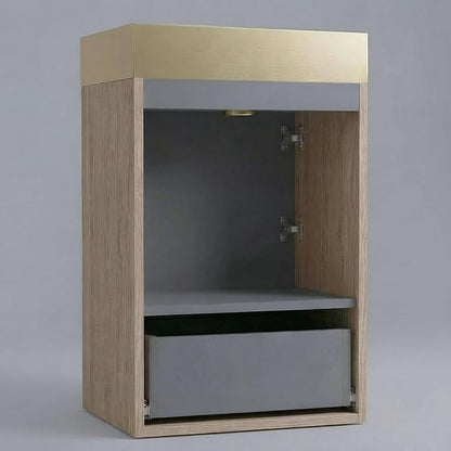 20 inch Bathroom Vanity with Golden Metal Sink, Bath Storage Cabinet with Soft-Closing Door and Drawer, Perfect for Small Space, Powder Room, Hotel, Light Oak