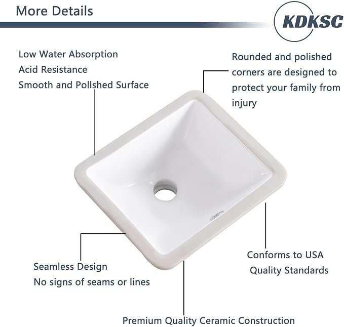 12 Inch Small Undermount Bathroom Sink White Ceramic Rectangular Under Counter Bathroom Sink for Cabinet Porcelain Vanity Sinks,Overflow Type (12"x10.6")