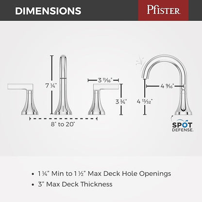 Pfister Vedra 2-Handle 8" Widespread Bathroom Faucet in Polished Chrome