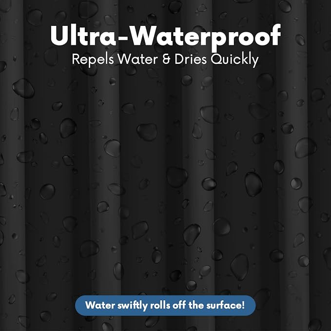 No Smell Shower Curtain Liner 72x72 Black - PEVA Plastic Shower Curtain for Bathroom, PVC-Free Waterproof Black Shower Liner with Metal Grommets and Magnet-Weighted Bottom Hem - Washable Liner