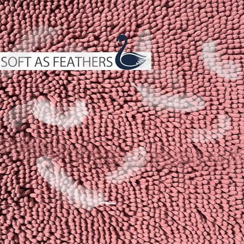 Chenille Bathroom Rugs Set 3 Piece Bath Mats for Bathoom Non-Slip Luxury Bathroom Rug Extra Soft and Absorbent Shaggy Rugs Washable Dry Plush Area Carpet