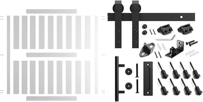 60''x 84'' Sliding Barn Door with 10 Ft Barn Door Hardware Kit | Pre-Drilled Holes Easy Assembly - Include Installation Manual, Water-Proof PVC Surface, H-Frame, White