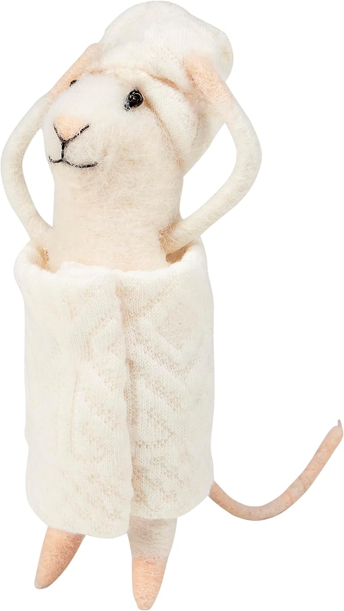 Primitives by Kathy Collectible Critter, Bathtime Mouse Wrapped in a Fabric Bath Towel, Coordinates with Bathroom Decor, Cute Everyday Home Accent or Gift