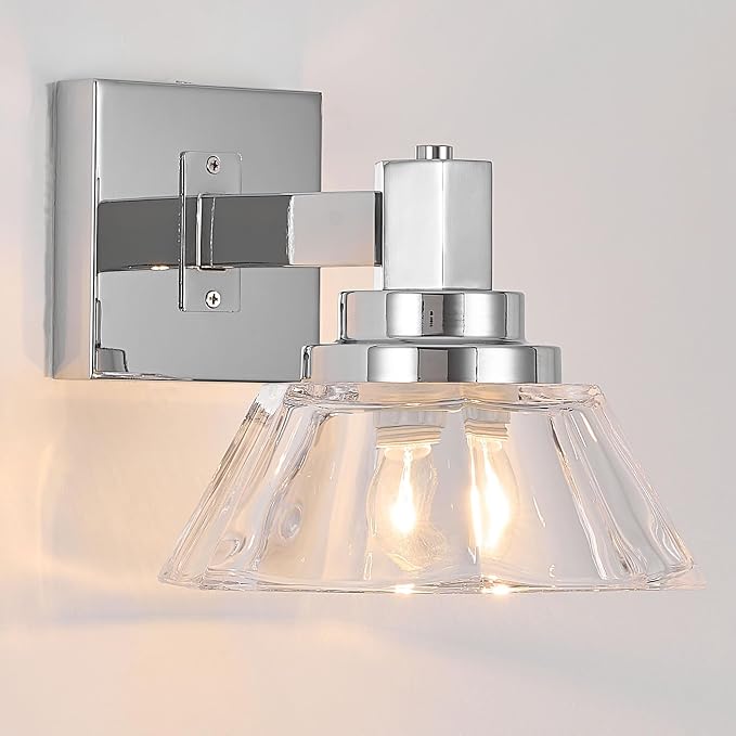 Chrome Wall Sconce 1 Light Bathroom Vanity Light Modern Wall Light Fixture for Bathroom