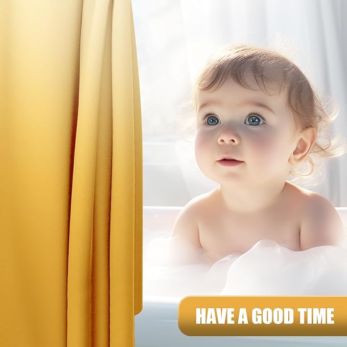 OLANLY Luxury Yellow and White Ombre Shower Curtain Sets with 12 Hooks, Waterproof and Washable Decorative Shower Curtains for Bathroom, 72x72 Inches