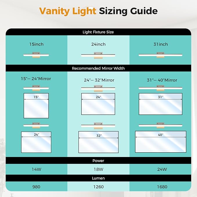 Brushed Nickel Vanity Light, 15.7” Dimmable LED Bathroom Light Bar with 5CCT, Adjustable Angle – Modern Wall Lighting for Bathroom, Powder Room, Bedroom, Apartment, Hotel