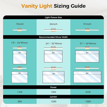 Brushed Nickel Vanity Light, 15.7” Dimmable LED Bathroom Light Bar with 5CCT, Adjustable Angle – Modern Wall Lighting for Bathroom, Powder Room, Bedroom, Apartment, Hotel