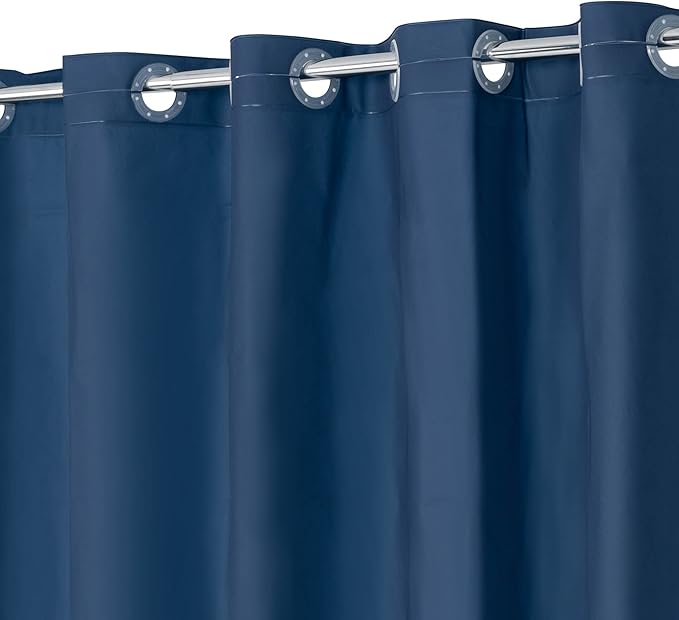 No Hook PEVA Shower Curtain or Liner, Standard Size 71x74, Navy Blue | 8G Heavy Duty, Blue Bathroom Shower Curtain, No Hooks Required, Waterproof Plastic & PVC Free