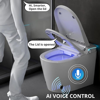 Electric Bidet Smart Toilet, Voice Control, Auto Open/Close Lid & Seat with Radar and Foot Sensor, Auto Flushing, 6 Modes Warm Water Wash, Dryer, Heated Seat, 20-year warranty. (TD-768EV)