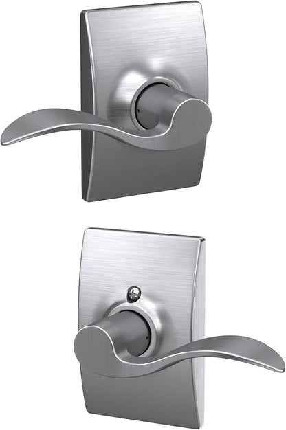 SCHLAGE Century Trim with Accent Hall and Closet Lever, Satin Chrome (F10 ACC 626 CEN)