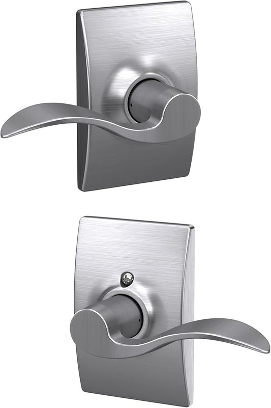 SCHLAGE Century Trim with Accent Hall and Closet Lever, Satin Chrome (F10 ACC 626 CEN)