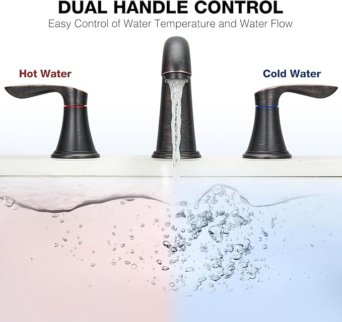 GAOMON Bathroom Faucet, 8 Inch Bathroom Faucets for Sink 3 Hole, Widespread Brushed Nickel Bathroom Faucet with Pop up Drain and cUPC Lead-Free Hose (Oil Rubbed Bronze 2 Packs)