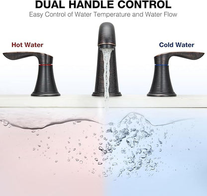 GAOMON Bathroom Faucet, 8 Inch Bathroom Faucets for Sink 3 Hole, Widespread Brushed Nickel Bathroom Faucet with Pop up Drain and cUPC Lead-Free Hose (Oil Rubbed Bronze 2 Packs)
