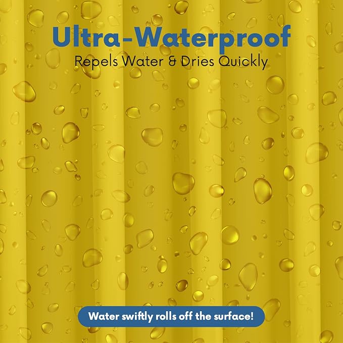 No Smell Shower Curtain Liner 72x72 Yellow - PEVA Plastic Shower Curtain for Bathroom, PVC-Free Waterproof Yellow Shower Liner with Metal Grommets and Magnet-Weighted Bottom Hem - Washable Liner
