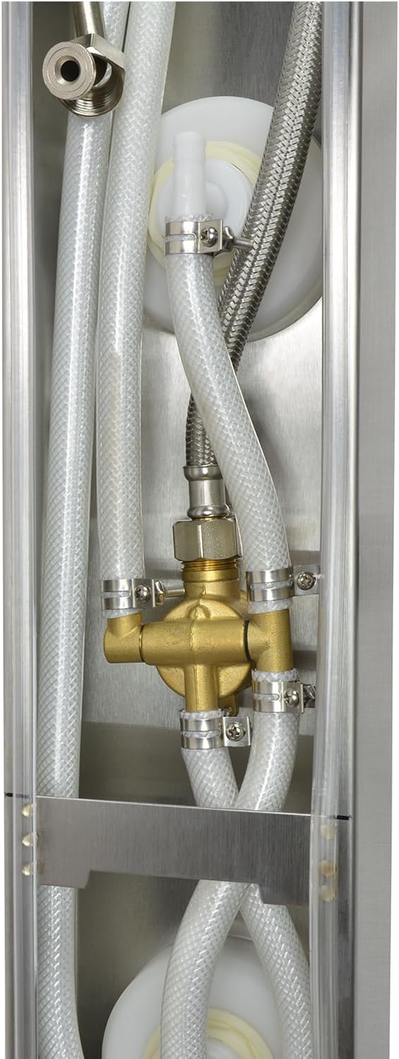 Blue Ocean 48" Stainless Steel SPS88213B Shower Panel Tower Column with Rainfall Shower Head and Handheld Shower (with hot/cold vavle) (Compact)