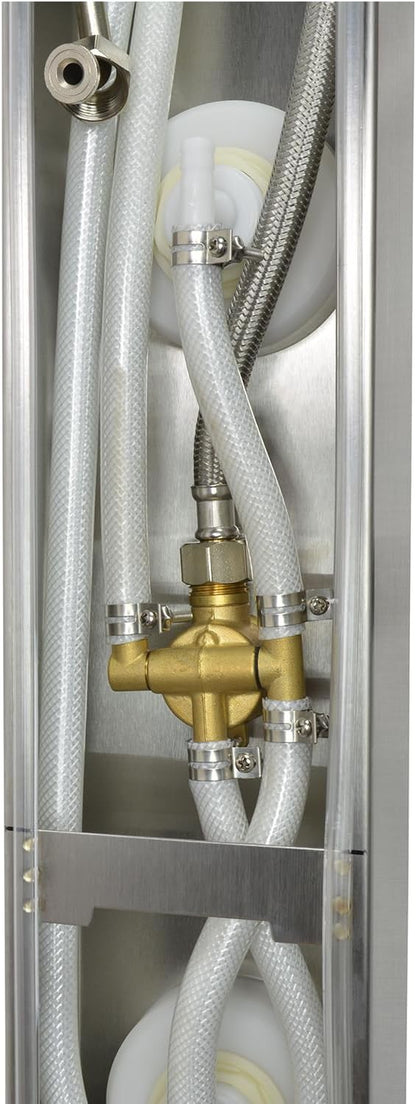 Blue Ocean 48" Stainless Steel SPS88213B Shower Panel Tower Column with Rainfall Shower Head and Handheld Shower (with hot/cold vavle) (Compact)
