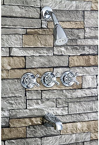 Kingston Brass KB231AX Tub and Shower Faucet with 3-Cross Handle, Polished Chrome,5-Inch Spout Reach