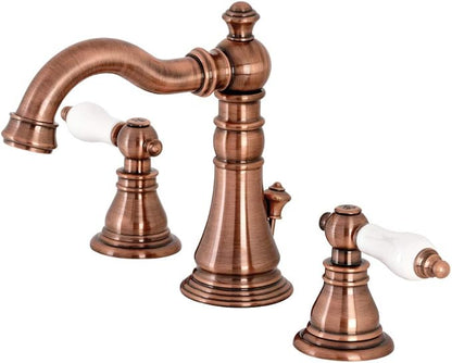 Fauceture FSC197APLAC American Patriot Widespread Bathroom Faucet with Brass Pop-Up, Antique Copper