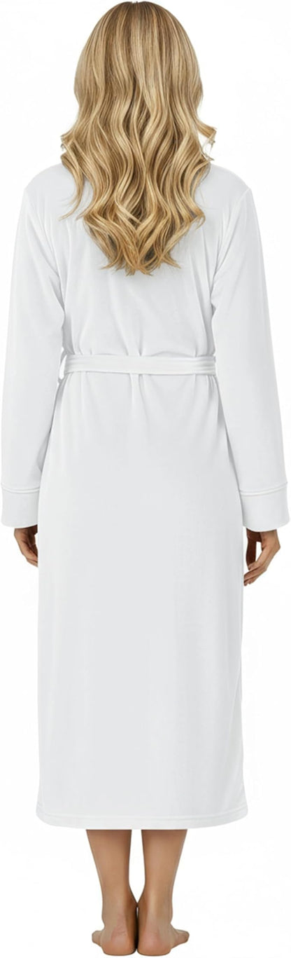 NY Threads Women's Fleece Shawl Collar Bathrobe Plush Long Spa Robe, Medium