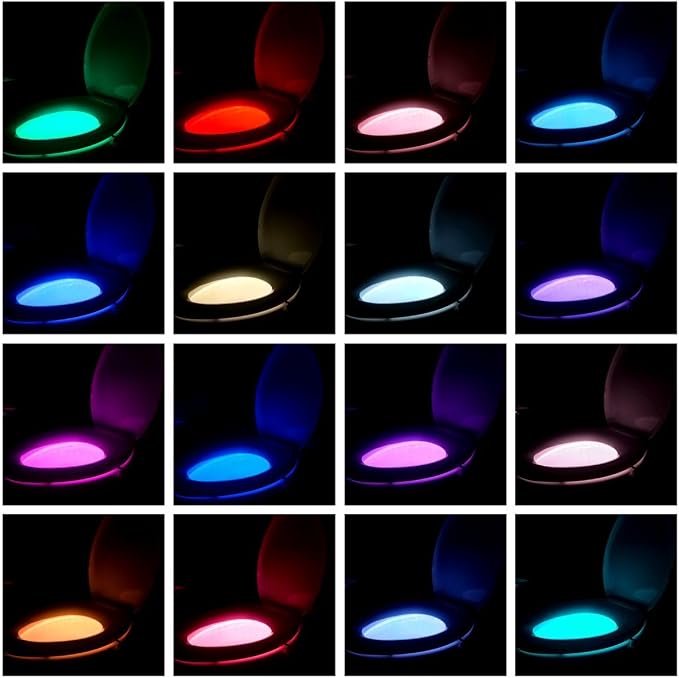 AUSAYE 3 Pack Toilet Night Lights for Kids Adults Night Light Motion Sensor 16 Color Changing Led Toilet Bowl Nightlight Funny Birthday Gifts for Men Him Her Guy Men Boy Toddler Mom Papa Brother