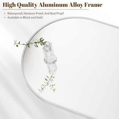 BEAUTYPEAK 32"x42" Arch Bathroom Wall Mirror, Silver | Wall Mounted Vanity Metal Frame Mirror for Bedroom, Entryway, Living Room, Fireplace