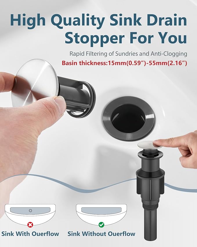 Aolemi Vessel Sink Faucet – SUS304 Stainless Steel Tall Bathroom Faucet,Single Lever Handle,1 Hole Bathroom Faucets with Supply Lines and Pop Up Drain,Brushed Nickel