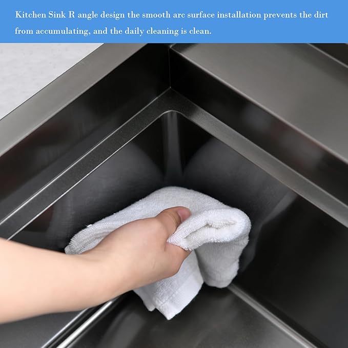 33 Inch Black Drop In Kitchen Sink Workstation with Glass Rinser -VOKIM 33x22 Drop In sink Workstation Stainless Steel 16 Gauge Deep Single Bowl Kitchen Sink with Cup Washer