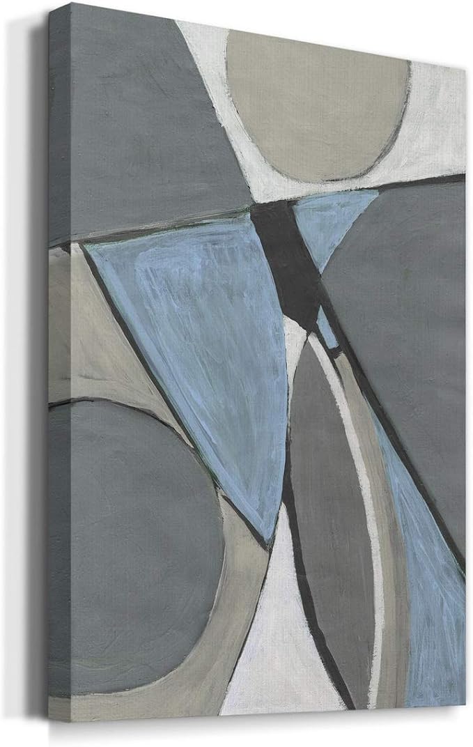 Renditions Gallery Canvas Abstract Wall Art Modern Paintings Decorations Blue Grey Soft Jewel Geometric Canvas Wall Hanging Artwork Prints for Bedroom Living Room Office - 8"x12" LT02