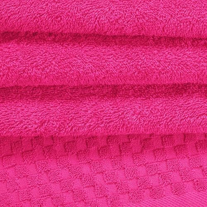 MyOwn Premium Cotton 6 Pack Towel Set for Bathroom, Contains 2 Bath Towels 28x55 inch, 2 Hand Towels 16x24 inch & 2 Wash Coths 12x12 inch, Ideal Everyday use, Compact & Lightweight - Hot Pink