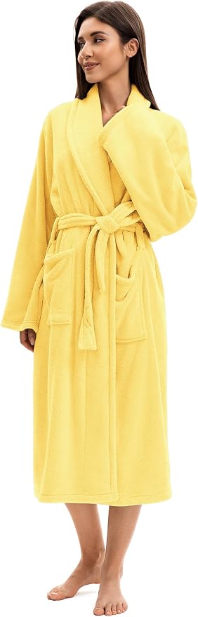 Soft Robe For Women，Warm Plush Bath Robes Female，Spa Towel After Shower Lightweight Long Bathrobe