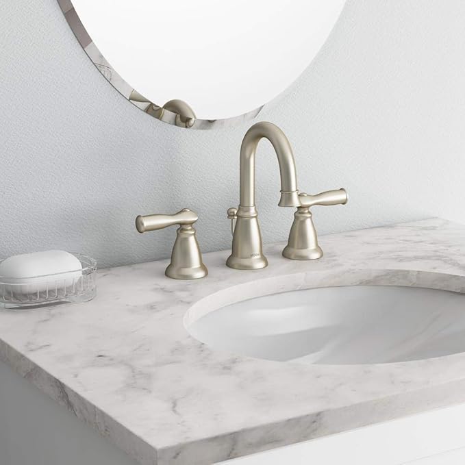 Moen WS84924SRN Two-Handle High Arc Bathroom Faucet, Spot Resist Brushed Nickel