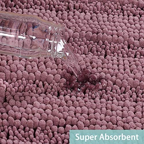 Turquoize Bathroom Rug 20"x32", Absorbent Chenille Bath Rug, Mauve/Rose