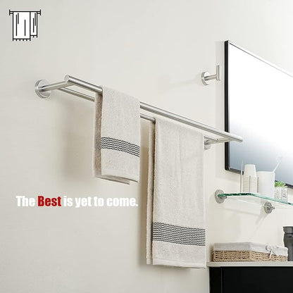 JQK Double Bath Towel Bar, 30 Inch 304 Stainless Steel Thicken 0.8mm Towel Rack for Bathroom, Towel Holder Brushed Finished Wall Mount, Useable Length 27 Inch, TB100L27-BN