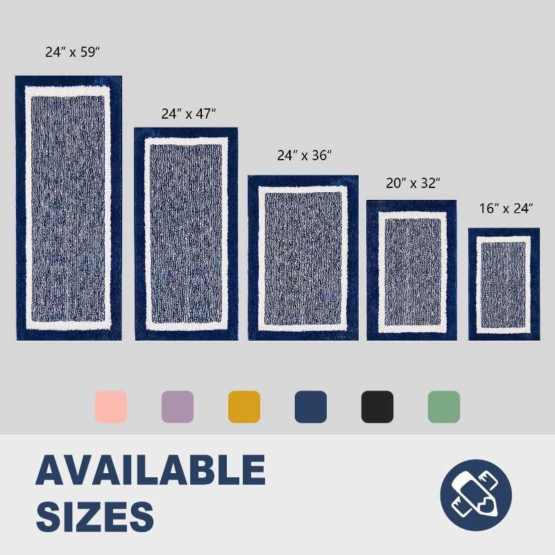 CozeCube Navy Blue Bath Mat 47"x24" Non Slip Washable Rug