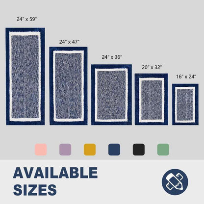 CozeCube Navy Blue Bath Mat 24"x16" Non Slip Washable Rug