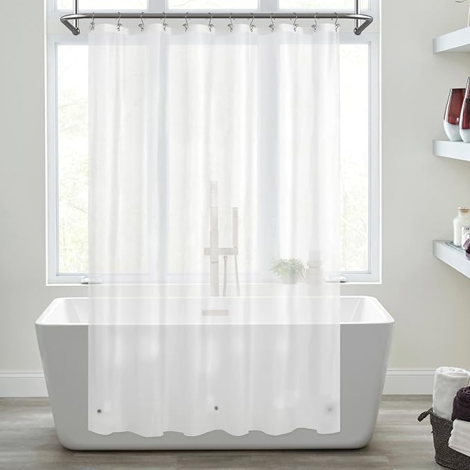 Mrs Awesome Extra Long Frosted Shower Curtain Liner with 3 Magnets 72x84 | Long Frost PEVA Plastic Shower Curtain for Bathroom Lightweight & Waterproof, 72 x 84 Inches