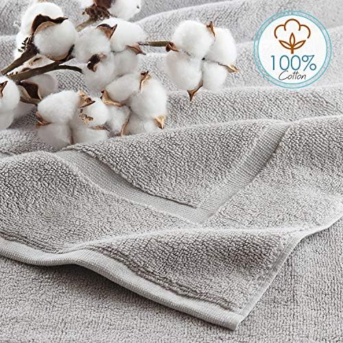 Hearth & Harbor Bath Mat Towels - 100% Ring Spun Cotton Luxury Bath Mat Floor Towels - Ultra Soft & Highly Absorbent Bath Towels Set of 4 - Gray