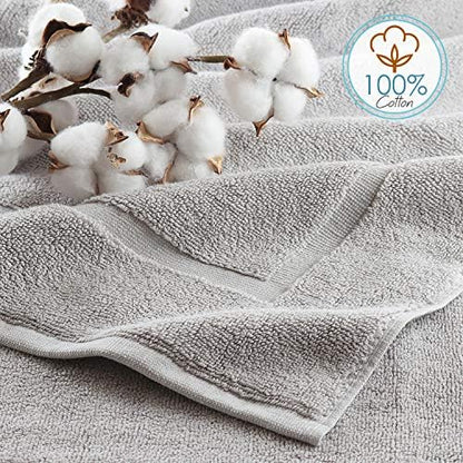 Hearth & Harbor Bath Mat Towels - 100% Ring Spun Cotton Luxury Bath Mat Floor Towels - Ultra Soft & Highly Absorbent Bath Towels Set of 4 - Gray