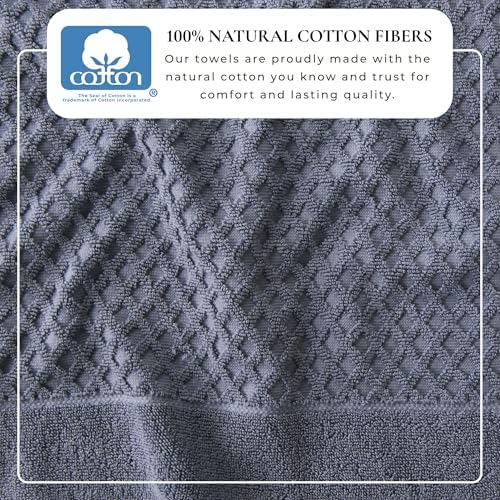Great Bay Home Hand Towels - 100% Cotton 6 Pack 26x16 Hand Towel Set - Absorbent, Durable, Quick-Dry Towels for Bathroom (Chambray Blue)